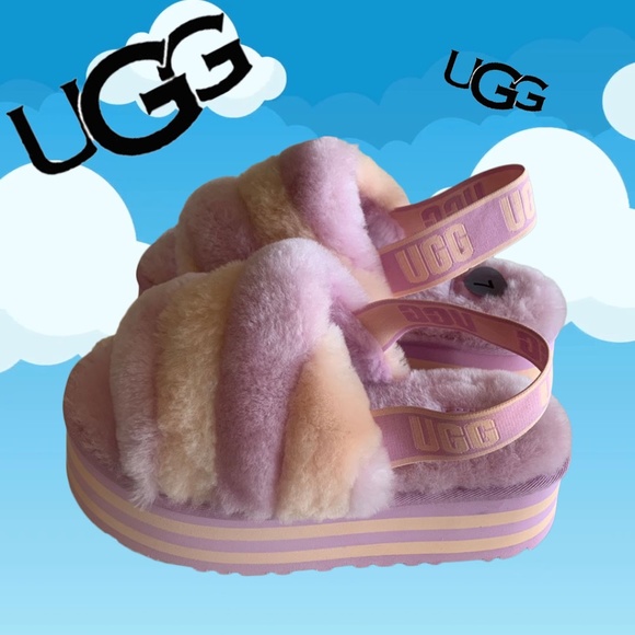 UGG Shoes - New with tags Ugg platform light pink and light purple sling back slippers